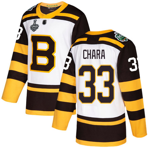 Adidas Boston Bruins #33 Zdeno Chara White Authentic 2019 Winter Classic Stanley Cup Final Bound Stitched Jersey Men's