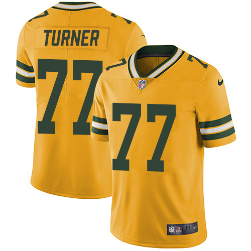 Green Bay Packers #77 Billy Turner Yellow Men's Stitched Limited Rush Jersey Men's