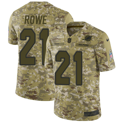 Miami Dolphins #21 Eric Rowe Camo Men's Stitched Limited 2018 Salute To Service Jersey Men's
