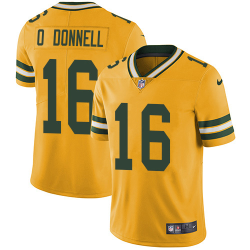 Packers #16 Pat O'Donnell Yellow Men's Stitched Limited Rush Jersey