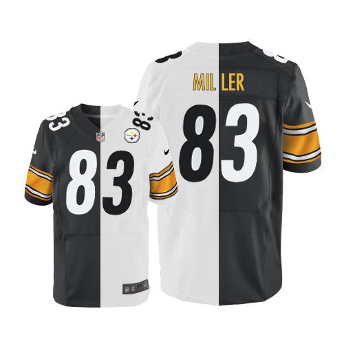 Pittsburgh Steelers #83 Heath Miller White/Black Men's Stitched Elite Split Jersey Men's