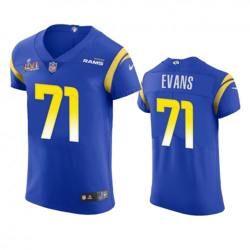 Los Angeles Los Angeles Rams #71 Bobby Evans Men's Super Bowl LVI Patch Vapor Elite Player Jersey - Royal Men's