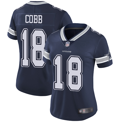 Dallas Cowboys #18 Randall Cobb Navy Blue Team Color Women's Stitched Vapor Untouchable Limited Jersey Womens