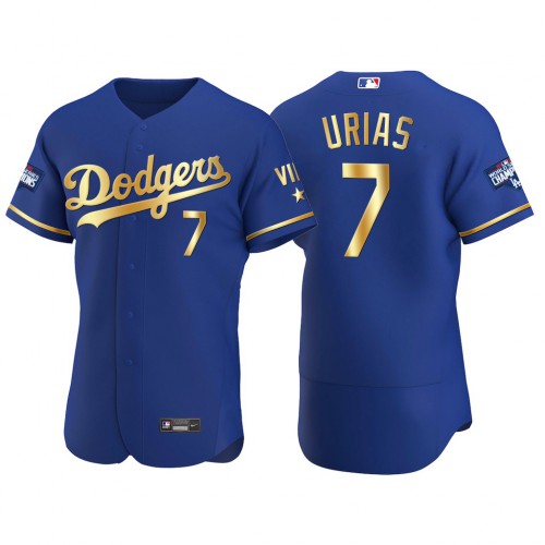 Los Angeles Los Angeles Dodgers #7 Julio Urias Men's Authentic 2021 Gold Program World Series Champions Jersey Royal Men's