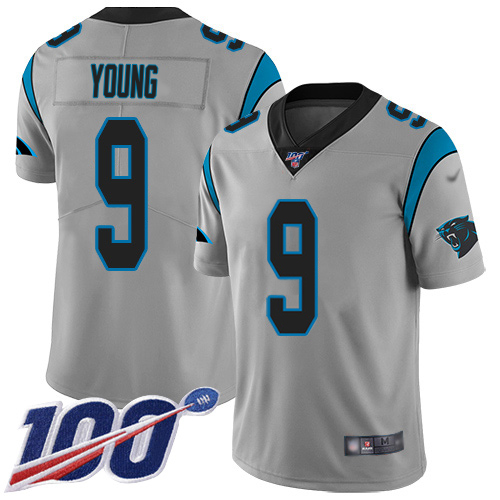 Panthers #9 Bryce Young Silver Youth Stitched Limited Inverted Legend 100th Season Jersey
