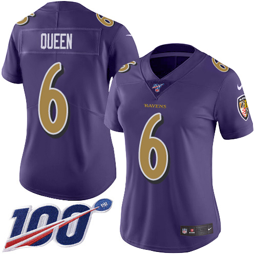 Ravens #6 Patrick Queen Purple Women's Stitched Limited Rush 100th Season Jersey