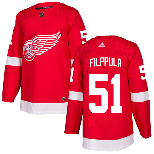 Adidas Detroit Red Wings #51 Valtteri Filppula Red Home Authentic Stitched Jersey Men's