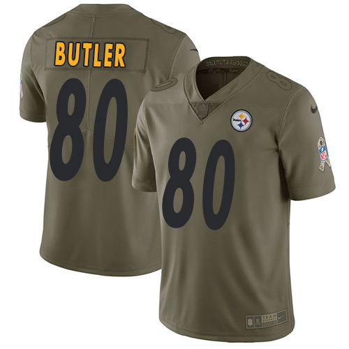 Pittsburgh Steelers #80 Jack Butler Olive Men's Stitched Limited 2017 Salute to Service Jersey Men's