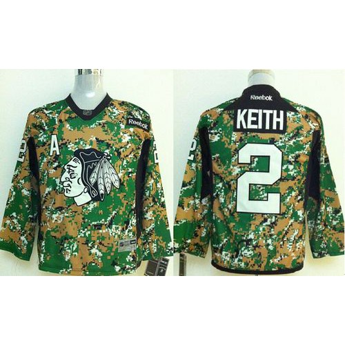 Chicago Blackhawks #2 Duncan Keith Camo Veterans Day Practice Stitched Youth Jersey Youth