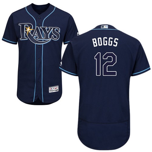 Tampa Bay Rays #12 Wade Boggs Dark Blue Flexbase Authentic Collection Stitched Jersey Men's