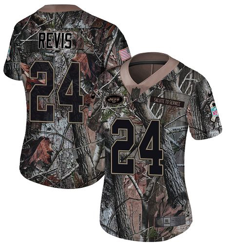 Jets #24 Darrelle Revis Camo Women's Stitched Limited Rush Realtree Jersey