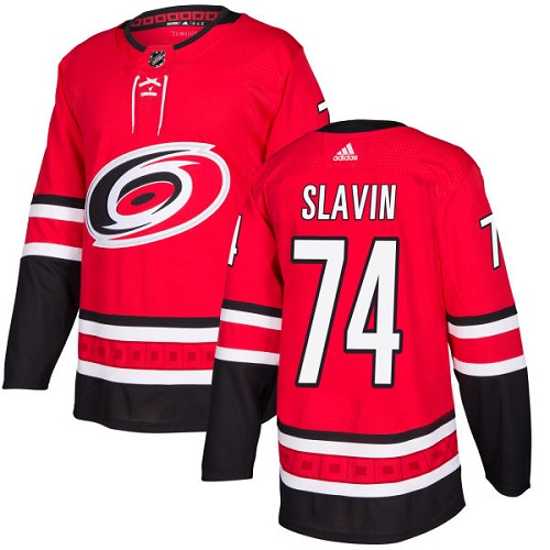 Adidas Carolina Hurricanes #74 Jaccob Slavin Red Home Authentic Stitched Jersey Men's