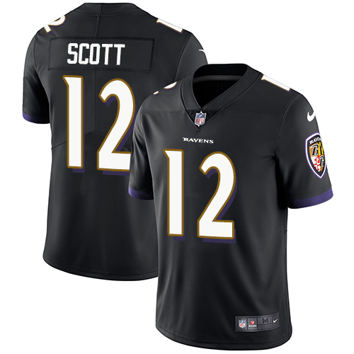Baltimore Ravens #12 Jaleel Scott Black Alternate Men's Stitched Vapor Untouchable Limited Jersey Men's