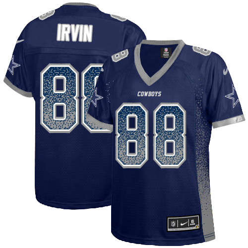 Cowboys #88 Michael Irvin Navy Blue Team Color Women's Stitched Elite Drift Fashion Jersey