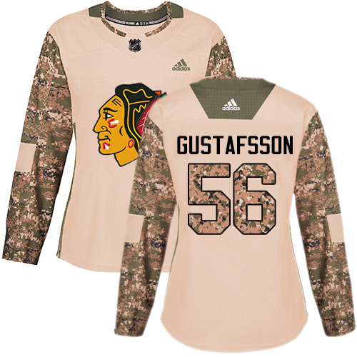 Adidas Chicago Blackhawks #56 Erik Gustafsson Camo Authentic 2017 Veterans Day Women's Stitched Jersey Womens
