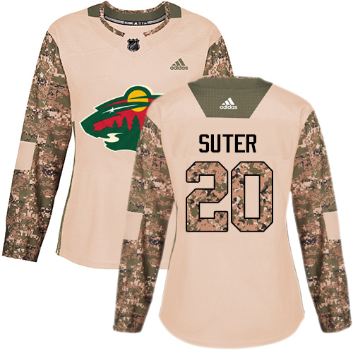 Adidas Minnesota Wild #20 Ryan Suter Camo Authentic 2017 Veterans Day Women's Stitched Jersey Womens