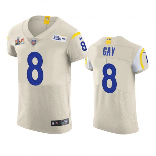Los Angeles Los Angeles Rams #8 Matt Gay Men's Super Bowl LVI Patch Vapor Elite Player Jersey - Bone Men's