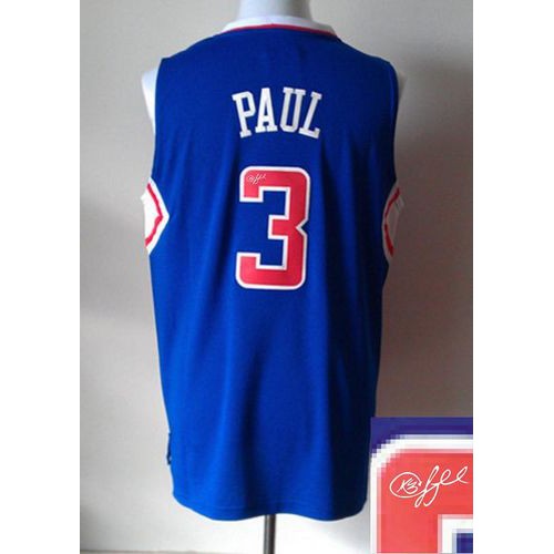 Revolution 30 Autographed Los Angeles Clippers #3 Chris Paul Blue Stitched Jersey Mens