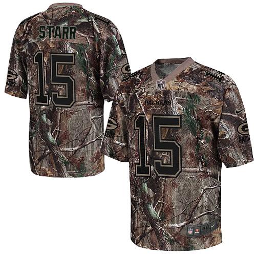 Packers #15 Bart Starr Camo Men's Stitched Realtree Elite Jersey