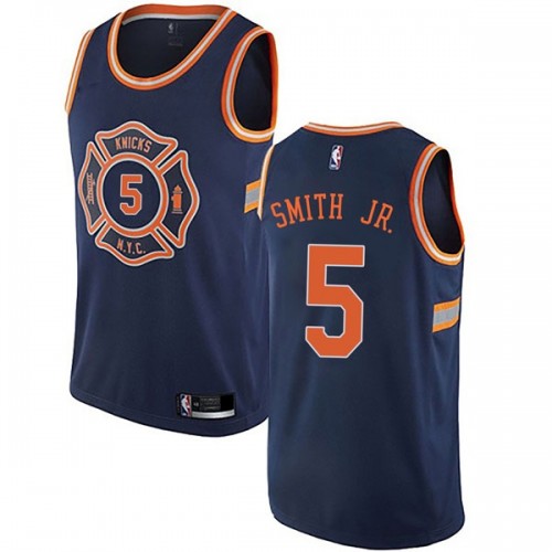 New York Knicks #5 Dennis Smith Jr Navy Swingman City Edition Jersey Mens