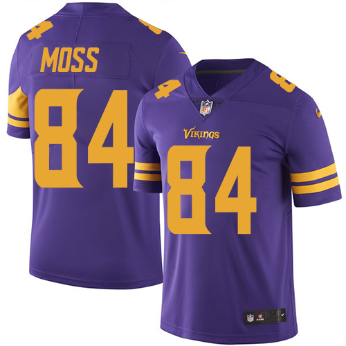 Vikings #84 Randy Moss Purple Men's Stitched Limited Rush Jersey