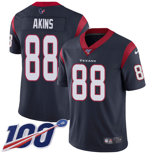 Houston Texans #88 Jordan Akins Navy Blue Team Color Men's Stitched 100th Season Vapor Untouchable Limited Jersey Men's