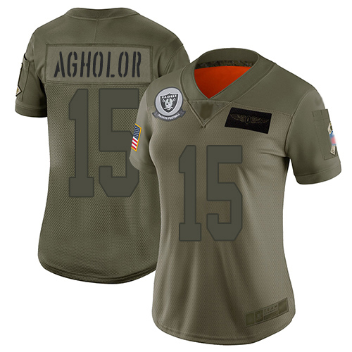 Las Vegas Raiders #15 Nelson Agholor Camo Women's Stitched Limited 2019 Salute To Service Jersey Womens