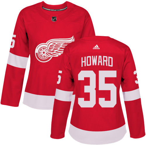 Adidas Detroit Red Wings #35 Jimmy Howard Red Home Authentic Women's Stitched Jersey Womens