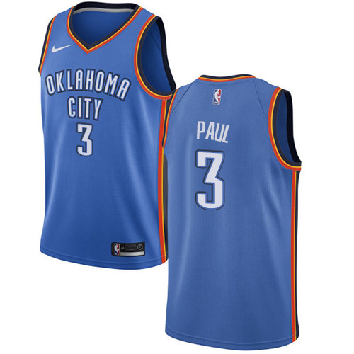 Oklahoma City Thunder #3 Chris Paul Blue Swingman Icon Edition Jersey Mens