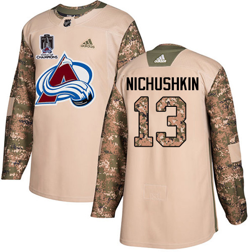 Adidas Colorado Avalanche #13 Valeri Nichushkin Camo Authentic Youth 2022 Stanley Cup Champions Veterans Day Stitched Jersey Youth