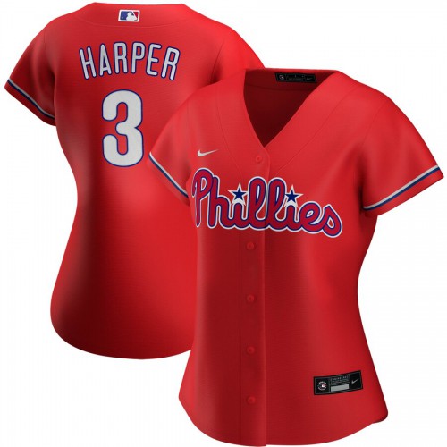 Philadelphia Philadelphia Phillies #3 Bryce Harper Women's Alternate 2020 Player Jersey Red Womens