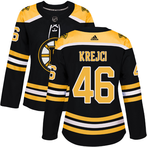 Adidas Boston Bruins #46 David Krejci Black Home Authentic Women's Stitched Jersey Womens