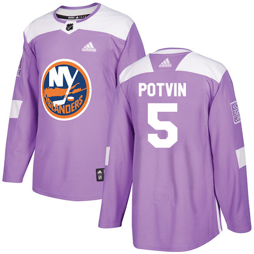 Adidas New York Islanders #5 Denis Potvin Purple Authentic Fights Cancer Stitched Jersey Men's