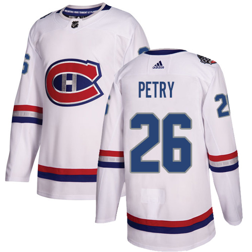 Adidas Montreal Canadiens #26 Jeff Petry White Authentic 2017 100 Classic Stitched Jersey Men's