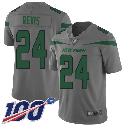 Jets #24 Darrelle Revis Gray Youth Stitched Limited Inverted Legend 100th Season Jersey