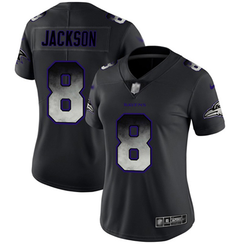 Ravens #8 Lamar Jackson Black Women's Stitched Vapor Untouchable Limited Smoke Fashion Jersey