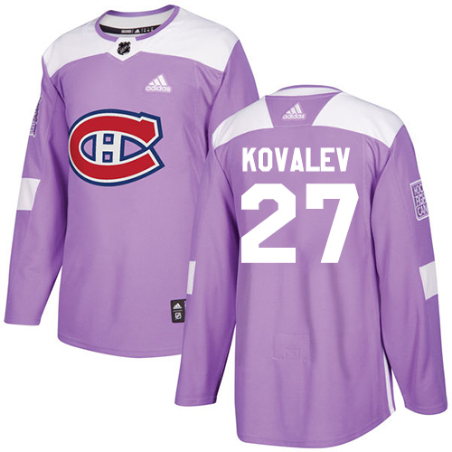 Adidas Montreal Canadiens #27 Alexei Kovalev Purple Authentic Fights Cancer Stitched Jersey Men's