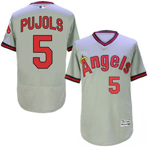 Los Angeles Angels of Anaheim #5 Albert Pujols Grey Flexbase Authentic Collection Cooperstown Stitched Jersey Men's