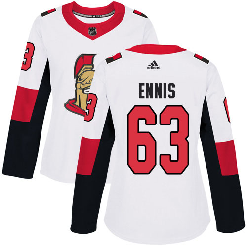 Adidas Ottawa Senators #63 Tyler Ennis White Road Authentic Women's Stitched Jersey Womens