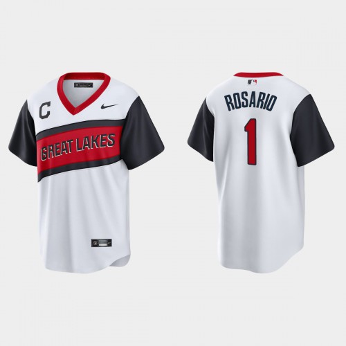 Cleveland Guardians #1 Amed Rosario Men's White 2021 Little League Classic Game Jersey Men's