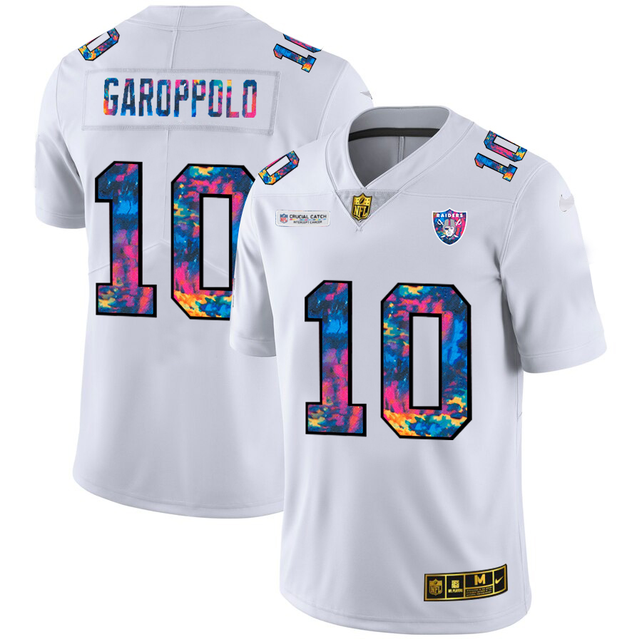 Las Vegas Raiders #10 Jimmy Garoppolo Men's White Multi-Color 2020 Crucial Catch Limited Jersey