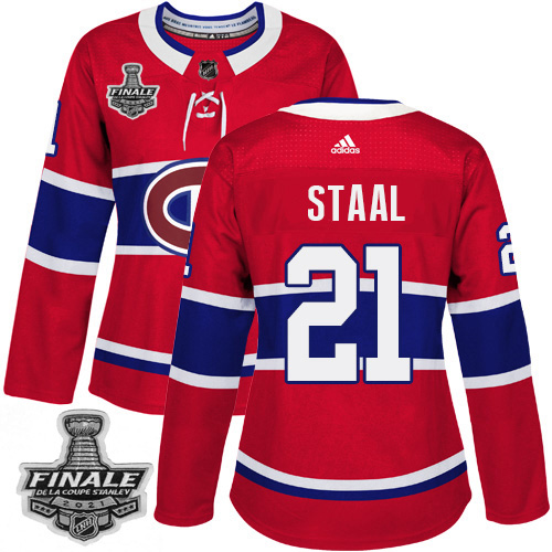 Adidas Montreal Canadiens #21 Eric Staal Red Home Authentic Women's 2021 Stanley Cup Final Patch Jersey Womens