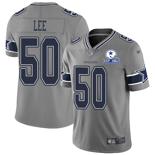 Dallas Cowboys #50 Sean Lee Gray Men's Stitched With Established In 1960 Patch Limited Inverted Legend Jersey Men's