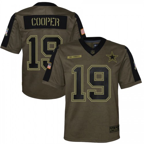 Dallas Dallas Cowboys #19 Amari Cooper Olive Youth 2021 Salute To Service Game Jersey Youth