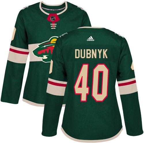 Adidas Minnesota Wild #40 Devan Dubnyk Green Home Authentic Women's Stitched Jersey Womens