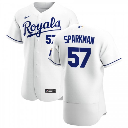 Kansas City Kansas City Royals #57 Glenn Sparkman Men's White Home 2020 Authentic Player Jersey Men's