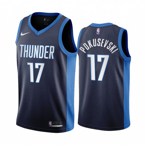 Oklahoma City Oklahoma City Thunder #17 Aleksej Pokusevski Navy Youth Swingman 2020-21 Earned Edition Jersey Youth