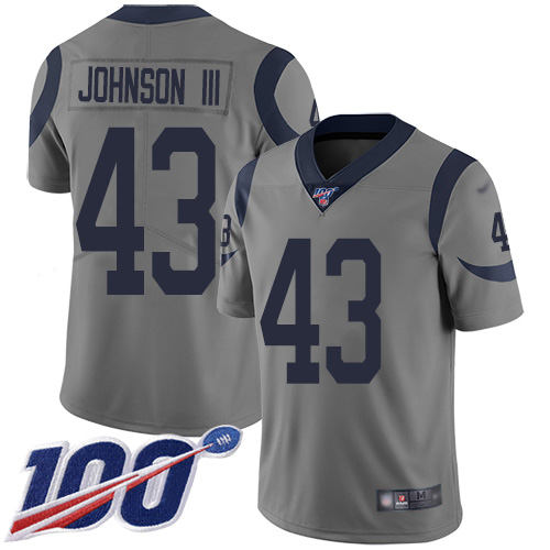 Los Angeles Rams #43 John Johnson III Gray Men's Stitched Limited Inverted Legend 100th Season Jersey Men's
