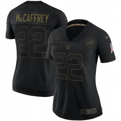Carolina Carolina Panthers #22 Christian McCaffrey Women's 2020 Salute To Service Limited Jersey Black Womens