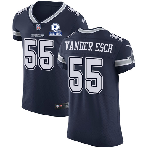 Cowboys #55 Leighton Vander Esch Navy Blue Team Color Men's Stitched With Established In 1960 Patch Vapor Untouchable Elite Jersey